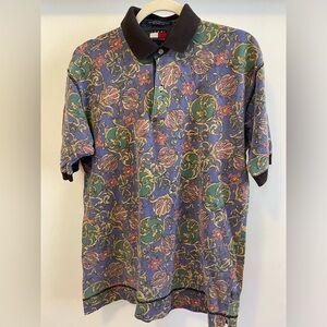 Vintage Tommy Hilfiger Men's Purple and Green Polo-shirts
